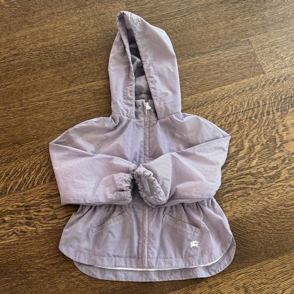 NWOT Burberry Kids Hooded Jacket - Lavender Gingham windbreaker coat